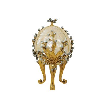 Carl Egg On Stand In Oyster and Brass