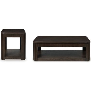 Carlibrie Lift-Top Occasional Table Set In Warm Brown