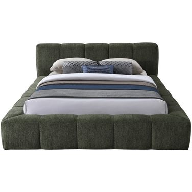 Carlin Chenille Fabric Queen Bed In Olive