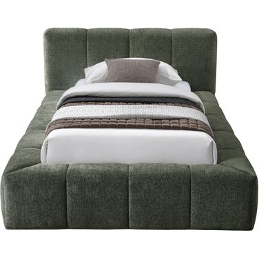 Carlin Chenille Fabric Twin Bed In Olive