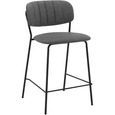 Carlo 26 Inch Gray Faux Leather and Black Metal Counter Height Bar Stool