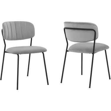Carlo Gray Velvet and Metal Dining Room Chair Set of 2