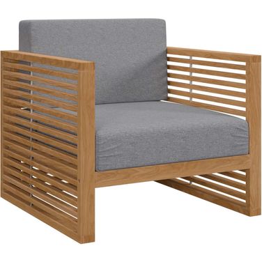 Carlsbad Teak Wood Outdoor Patio Armchair In Natural Gray