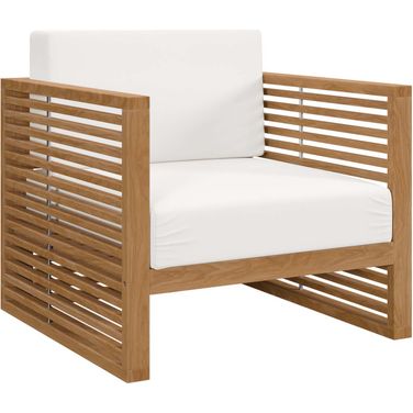Carlsbad Teak Wood Outdoor Patio Armchair In Natural White