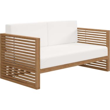 Carlsbad Teak Wood Outdoor Patio Loveseat In Natural White