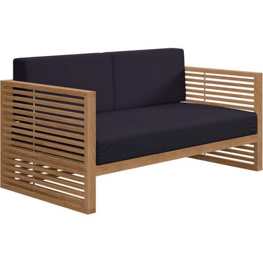 Carlsbad Teak Wood Outdoor Patio Loveseat In Navy