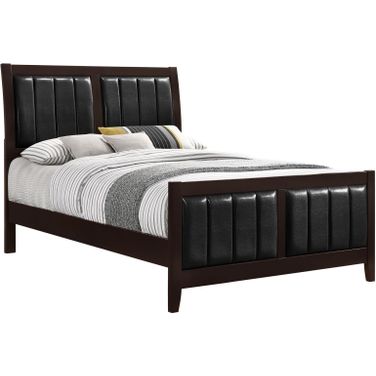 Carlton Eastern King Upholstered Bed Cappuccino and Black