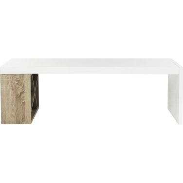 Carlton White and Light Oak Modern Scandinavian Side Storage Lacquer Coffee Table
