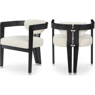 Carlyle Vegan Leather Dining Chair In Cream/Black Wire Brush