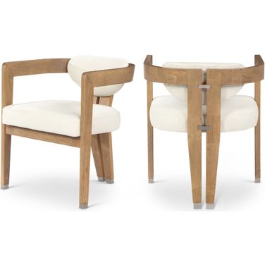 Carlyle Vegan Leather Dining Chair In Cream/Natural Wire Brush