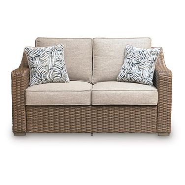 Carmel Bay Outdoor Loveseat with Cushion In Beige