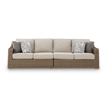 Carmel Bay Outdoor Right and Left-arm Facing Loveseat with Cushion Set of 2 In Beige