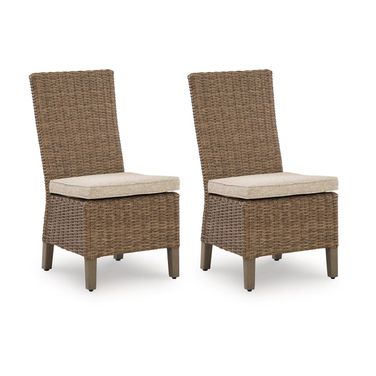 Carmel Bay Side Chair with Cushion Set of 2 In Beige
