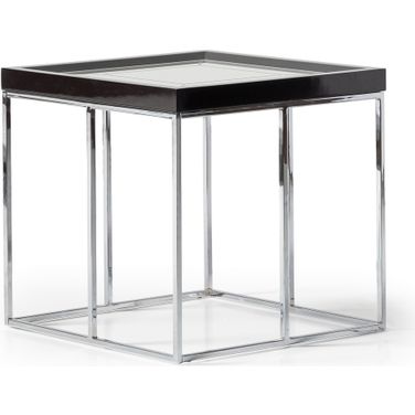 Carmela End Table In Glossy Charcoal Sand