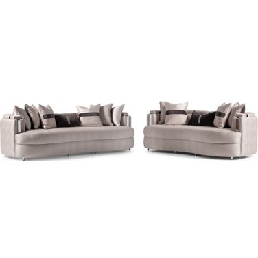 Carmela Living Room Set In Silver