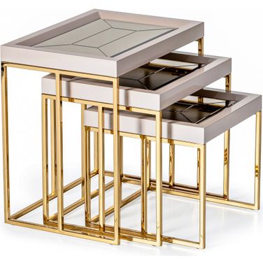 Carmela Nesting Tables Set of 3 In Shimmer Ivory