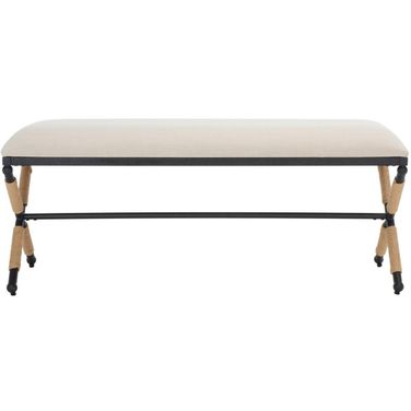 Carmelo Hemp Wrapped Bench In Black and Beige