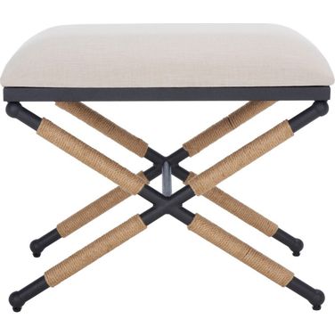 Carmelo Wrapped Ottoman In Beige And Black