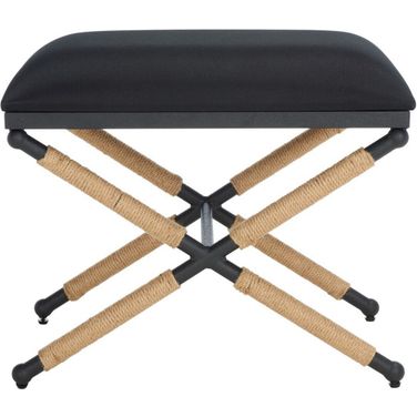 Carmelo Wrapped Ottoman In Black