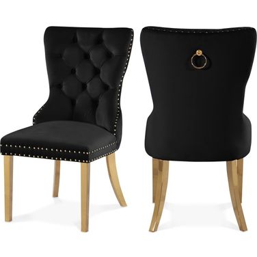 Carmen Velvet Dining Chairs Set of 2 In Black