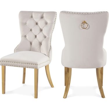 Carmen Velvet Dining Chairs Set of 2 In Cream