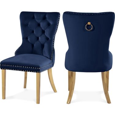 Carmen Velvet Dining Chairs Set of 2 In Navy