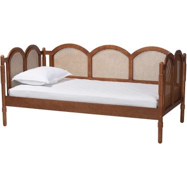 Carmiya Scalloped Twin Daybed In Walnut Brown