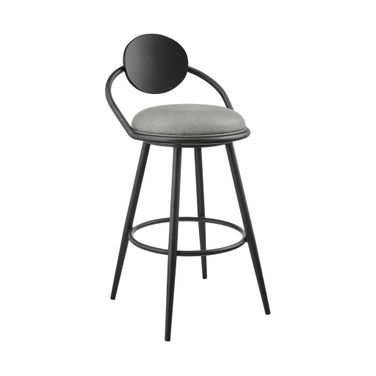 Carnation 26 Inch Swivel Counter Stool In Vintage Gray and Black