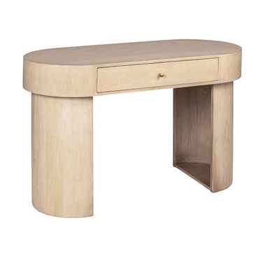 Carolina Oval Mango Wood Vanity Desk/Console Table In White