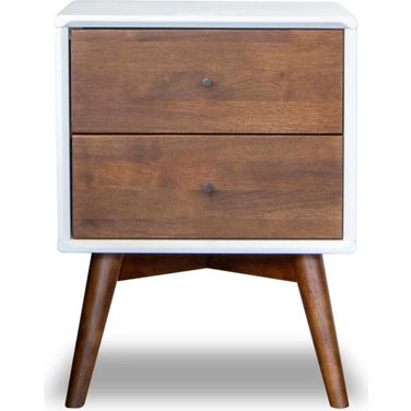 Caroline Mid Century Modern White Walnut Night Stand
