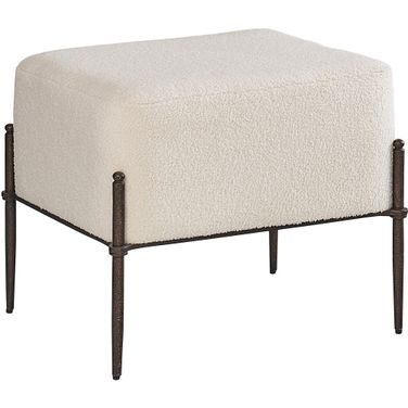 Caroline Shearling Natural Stool In Soft Black