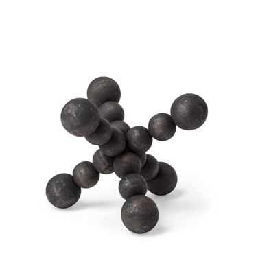 Carollan I 7 x 7 Inch Geometric Wood Small Ball Jack In Black