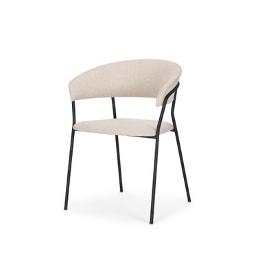 Carolyn Dining Chair Set Of 2 In Oatmeal Fabric with Matte Black Metal