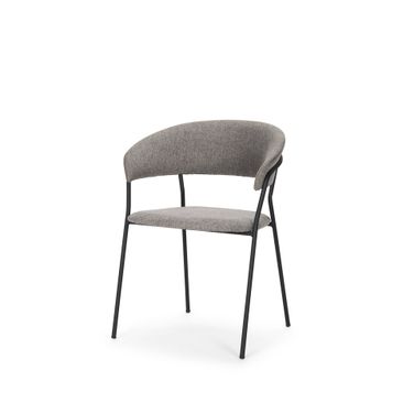 Carolyn Matte Black Metal Dining Chair In Gray Fabric