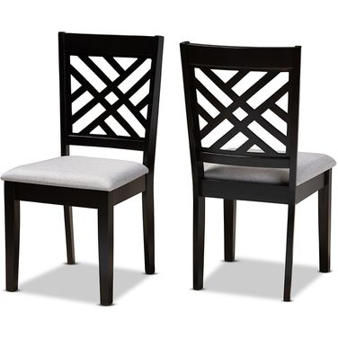 Caron Modern And Contemporary Grey Fabric Upholstered Espresso Brown Finished Wood 2-Piece Dining Chair Set