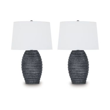 Caronick polyresin Table Lamp Set of 2 In Antique Silver