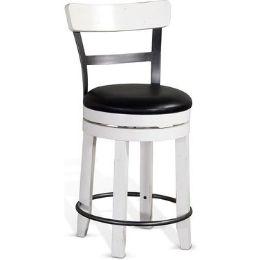 Carriage House Counter Barstool with Back and Swivel Cushion Seat Set of 2 In European Cottage
