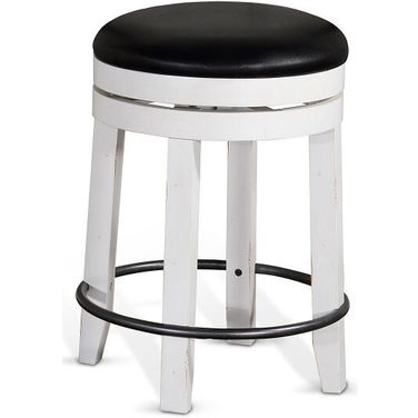 Carriage House Swivel Counter Stool with Cushion Seat Set of 2 In European Cottage