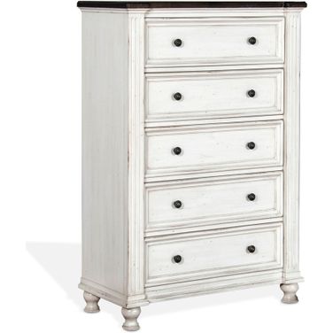 Carriage House Chest with 5 Drawers In White