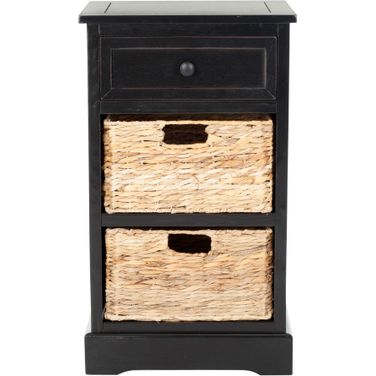 Carrie Distressed Black Storage Side Table