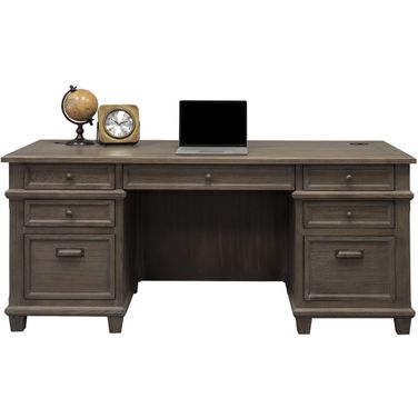 Carson Wood Double Pedestal Executive Desk In Weathered Gray