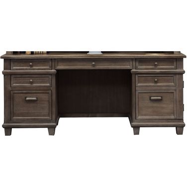 Carson Wood Office Desk In Weathered Gray