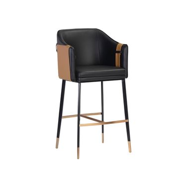 Carter Barstool In Napa Black and Napa Cognac