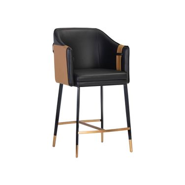 Carter Counter Stool In Napa Black and Napa Cognac