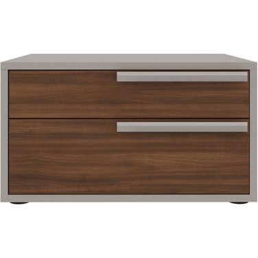 Carter Right Nightstand In Walnut and Taupe Matte