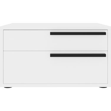 Carter Right Nightstand with Black Handle In White High Gloss