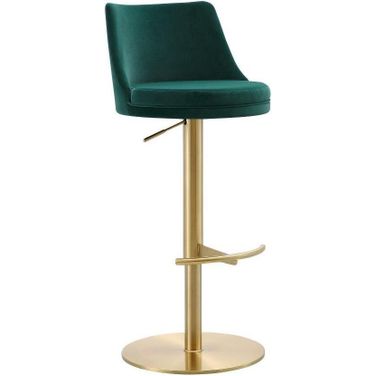 Carter Swivel Adjustable Height Barstool With Green Velvet Seat
