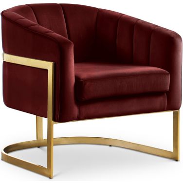 Carter Velvet Accent Chair In Burgundy