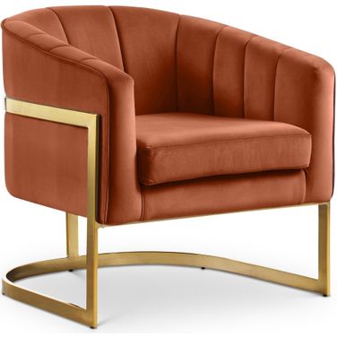 Carter Velvet Accent Chair In Cognac