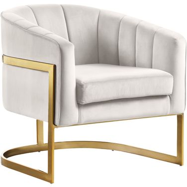 Carter Velvet Accent Chair In Cream